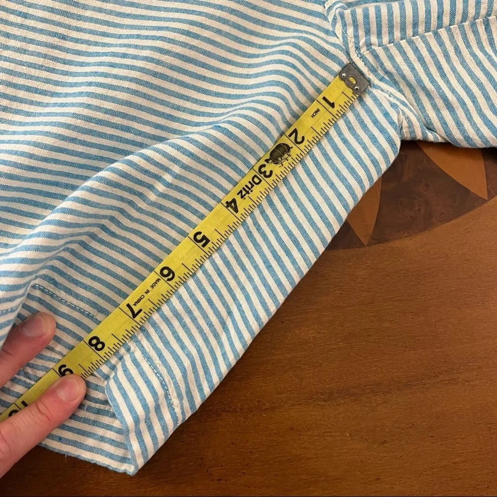 J.‎ Crew Striped 9” Inseam Stanton Shorts Linen Aqua Blue 30 Flat Front Beach